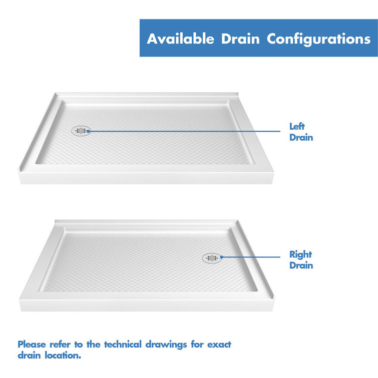 SlimLine 60" Biscuit Acrylic Double Threshold Shower Base