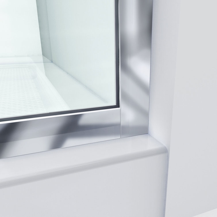 Linea 34" Black Frameless Clear Glass Shower Panel