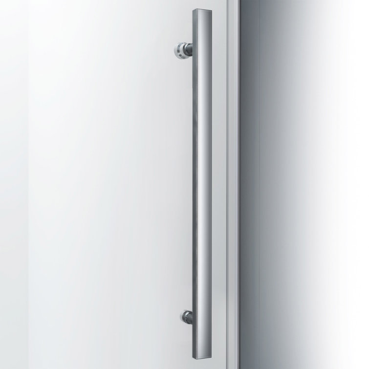 Polished Stainless Steel Frameless Sliding Shower Door with Clear Glass