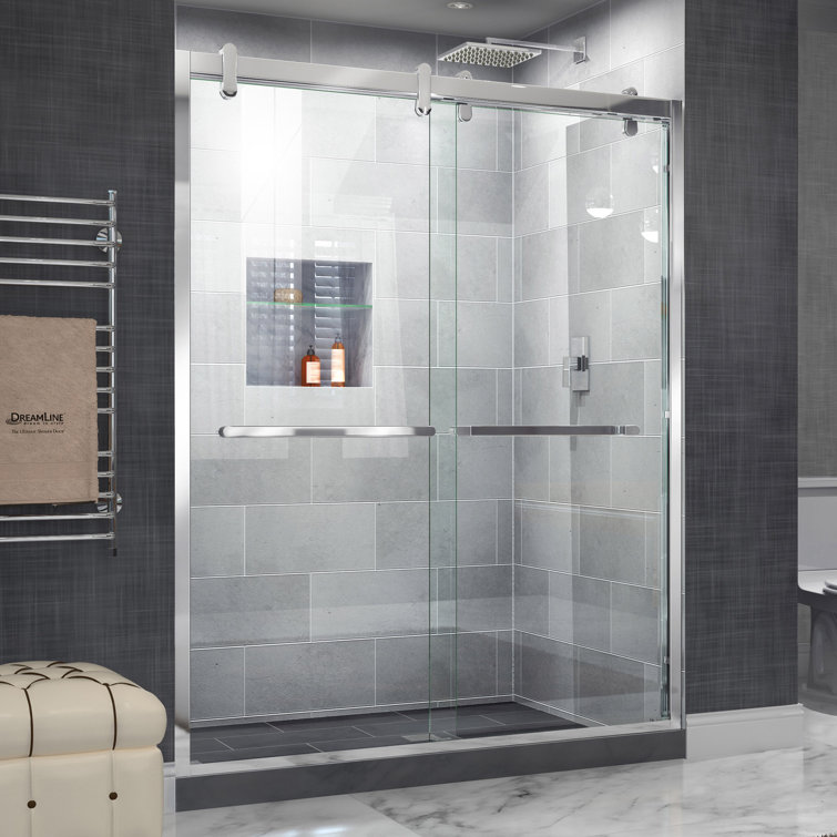 Cavalier 60" Polished Stainless Steel Frameless Sliding Shower Door