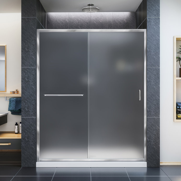 Infinity-Z 60" x 36" Matte Black Sliding Shower Kit with Clear Glass