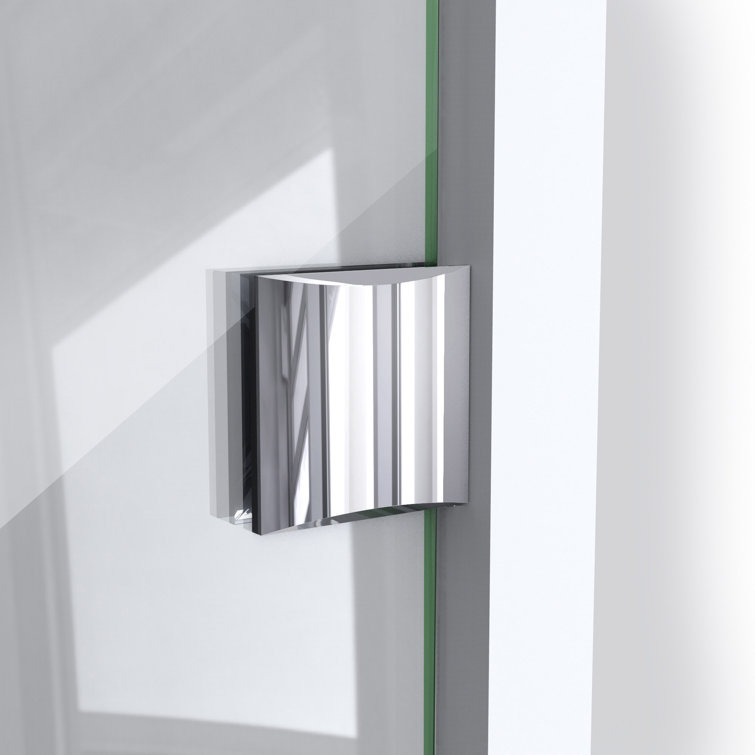 Neo-Angle Frameless Clear Glass Hinged Shower Enclosure with Black Hardware