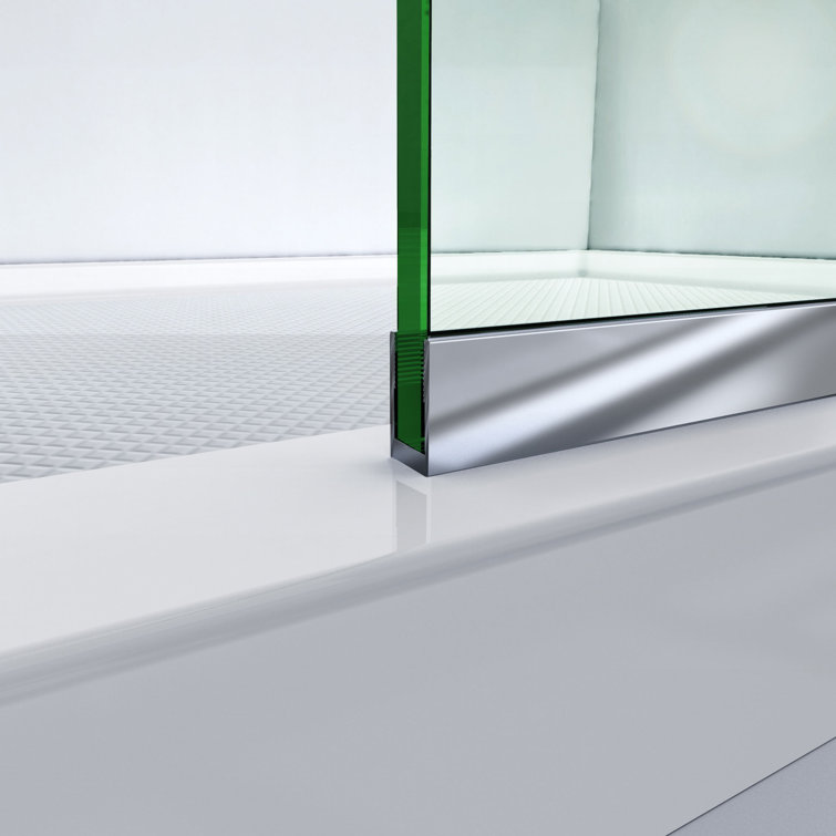 Linea 34" Black Frameless Clear Glass Shower Panel