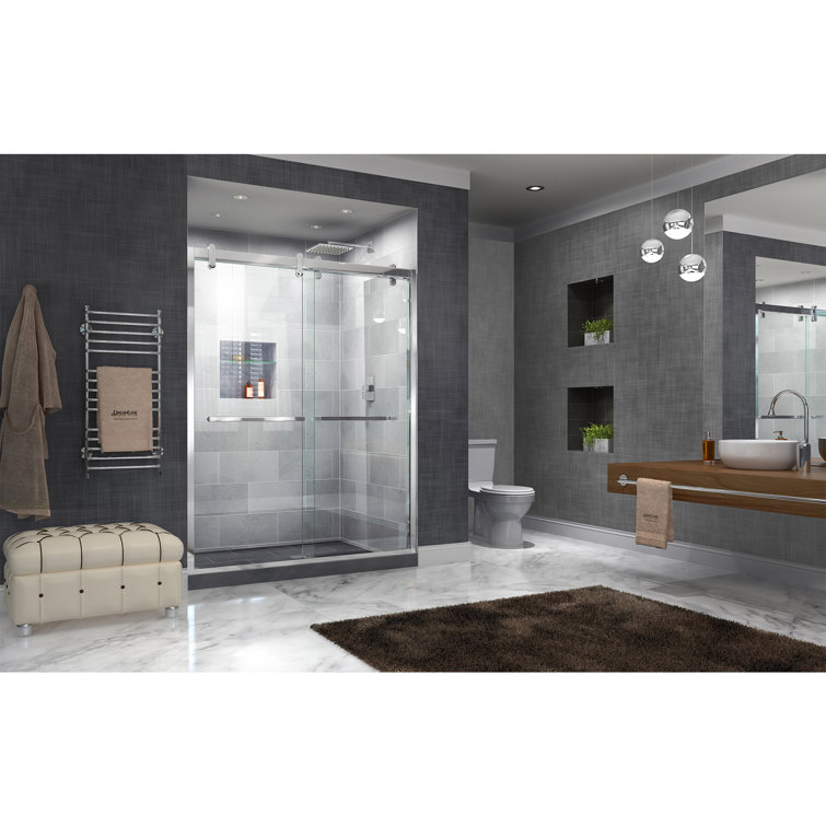Cavalier 60" Polished Stainless Steel Frameless Sliding Shower Door