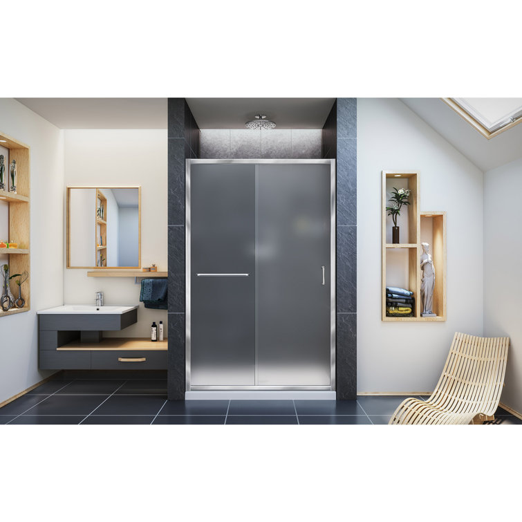 Infinity-Z 60'' Distressed Bronze Frameless Sliding Shower Door