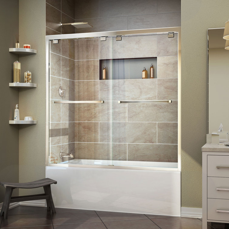 Encore 60'' Clear Tempered Glass Frameless Sliding Tub Door
