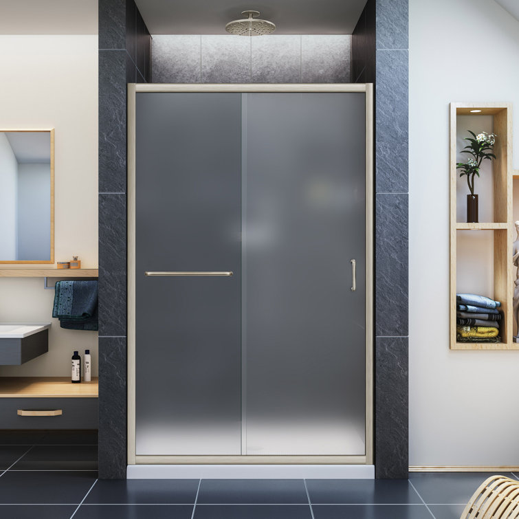 Infinity-Z 48" Clear Glass Matte Black Sliding Shower Door