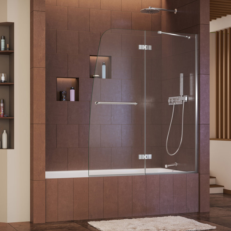 Aqua Ultra 48" Frameless Hinged Tub Door with Clear Glass
