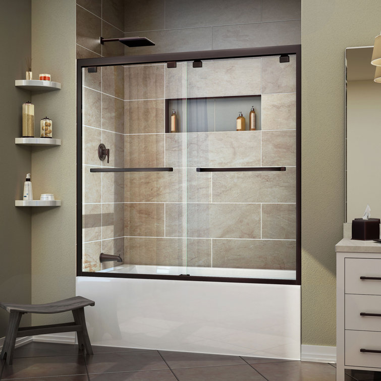 Encore 56-60" Oil Rubbed Bronze Frameless Sliding Tub Door