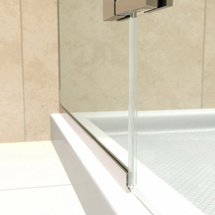 Aqua Ultra Frameless Clear Glass Shower Kit with Brushed Nickel Hardware