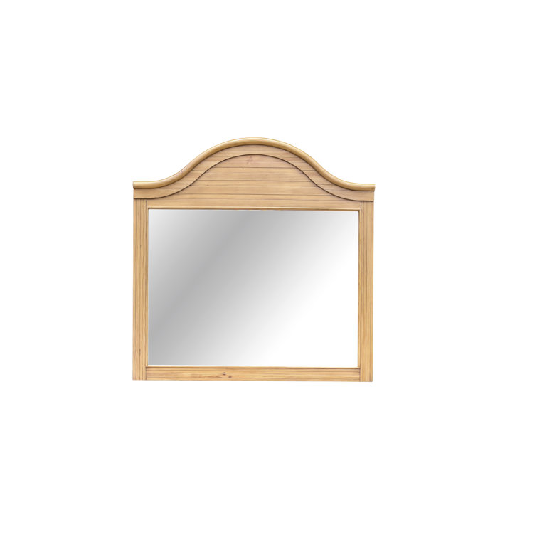 Vintage Rectangular Wood Mirror with Turned Finials