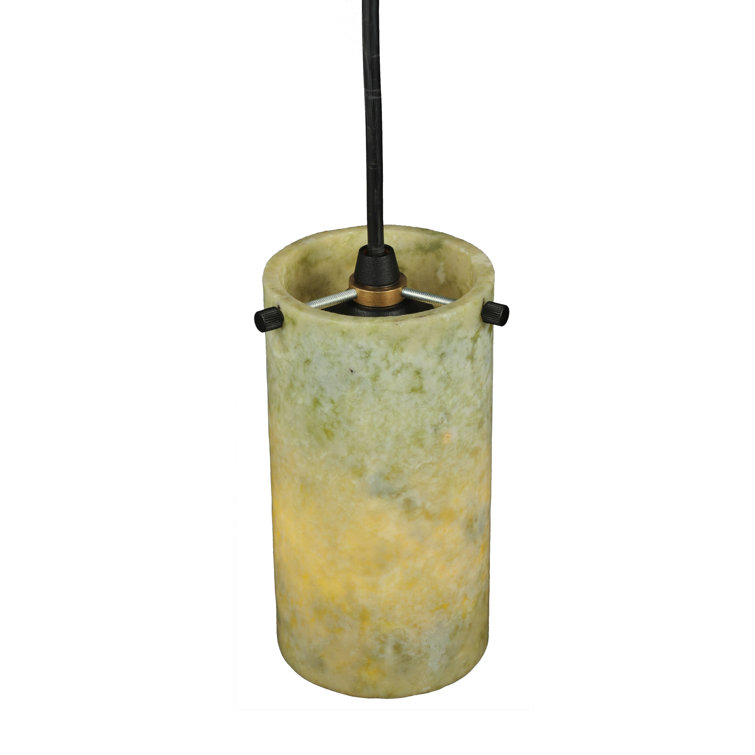 Light Green Glass Mini Pendant with Black Hardware