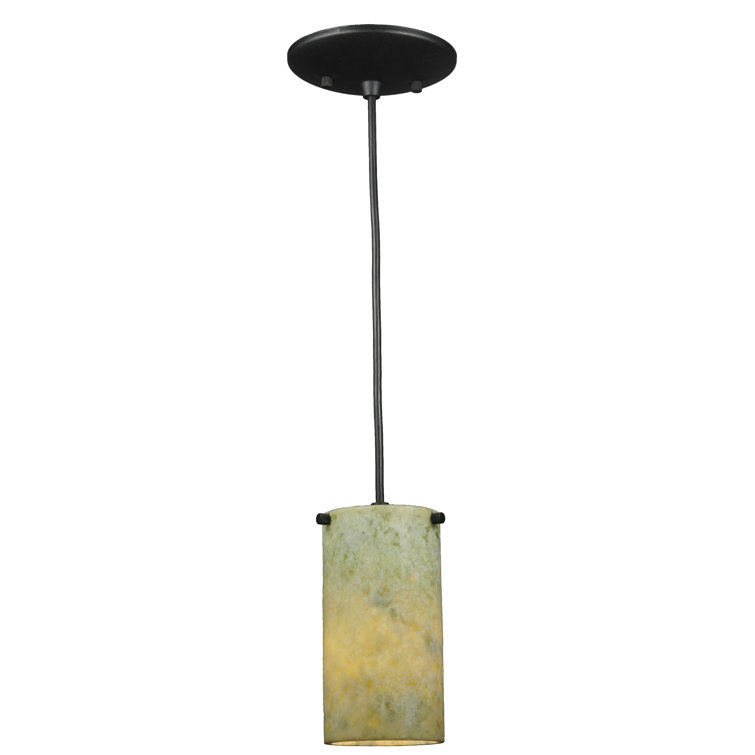 Light Green Glass Mini Pendant with Black Hardware