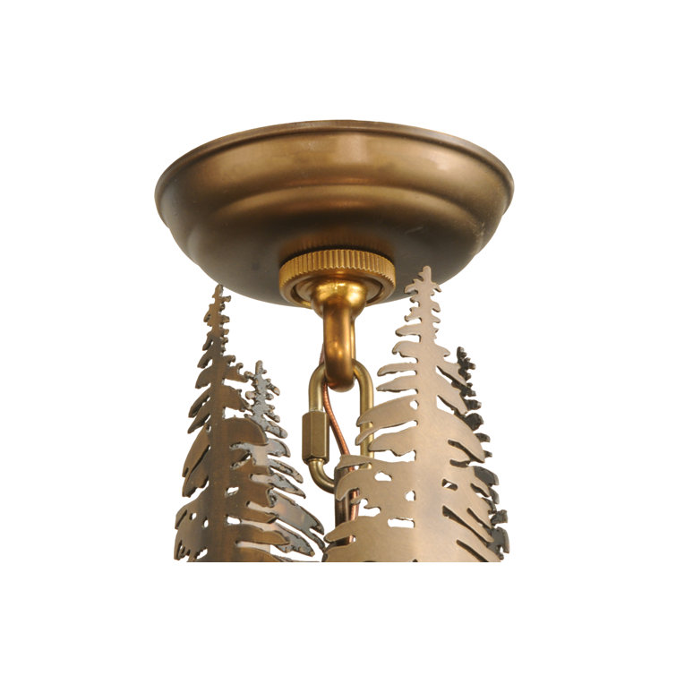 Rustic Lodge Bronze 4-Light Drum Chandelier with Amber Mica Shade
