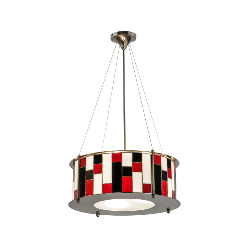 Contemporary Brushed Nickel 3-Light Chandelier with Glass Accents