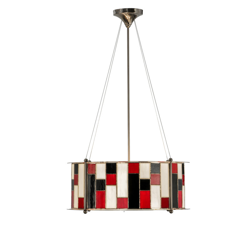Contemporary Brushed Nickel 3-Light Chandelier with Glass Accents
