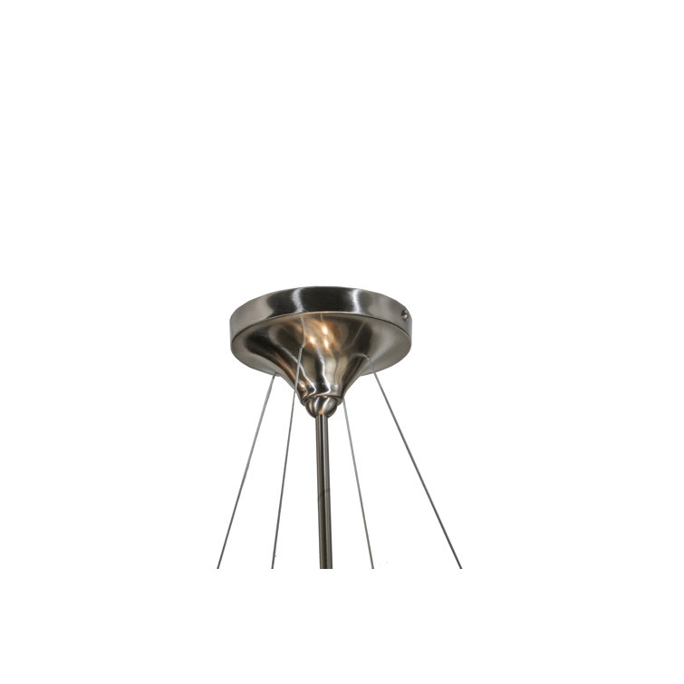 Sleek Brushed Nickel 3-Light Drum Chandelier with Stained Glass