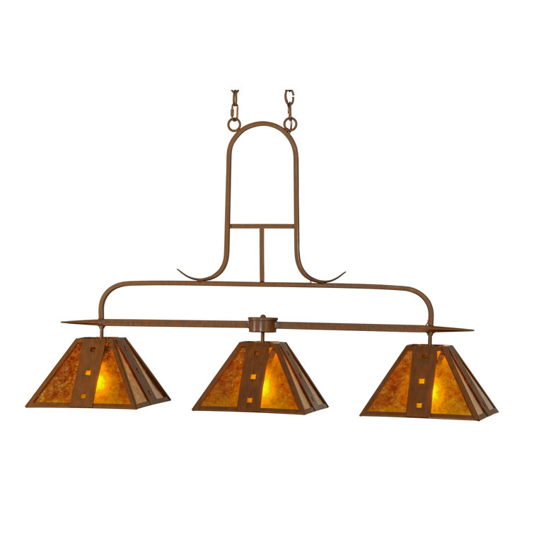 Hanford 3-Light Rustic Iron Amber Mica Island Pendant