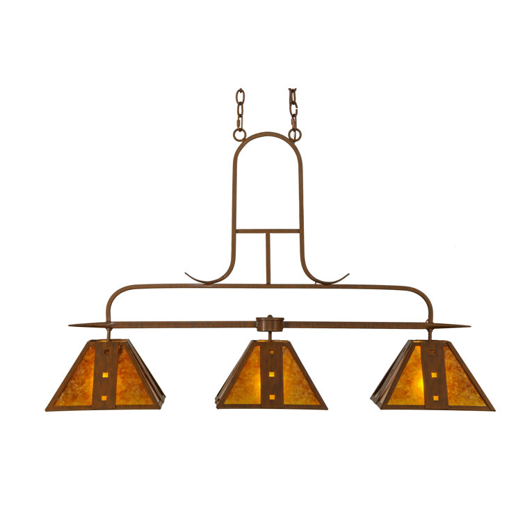 Hanford 3-Light Rustic Iron Amber Mica Island Pendant