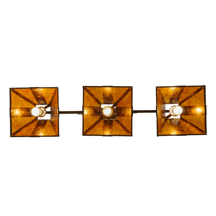Hanford 3-Light Rustic Iron Amber Mica Island Pendant