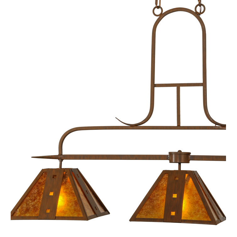 Hanford 3-Light Rustic Iron Amber Mica Island Pendant