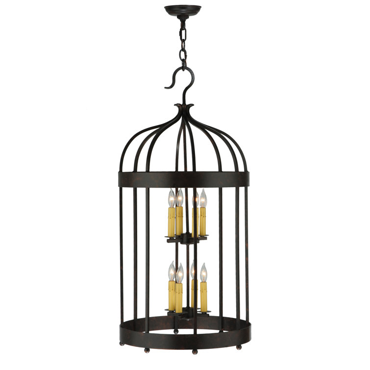 Muse 8-Light Brown Glass Lantern Chandelier