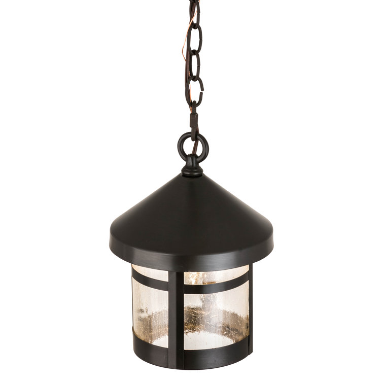 Craftsman Brown Glass LED Indoor/Outdoor Lantern Pendant