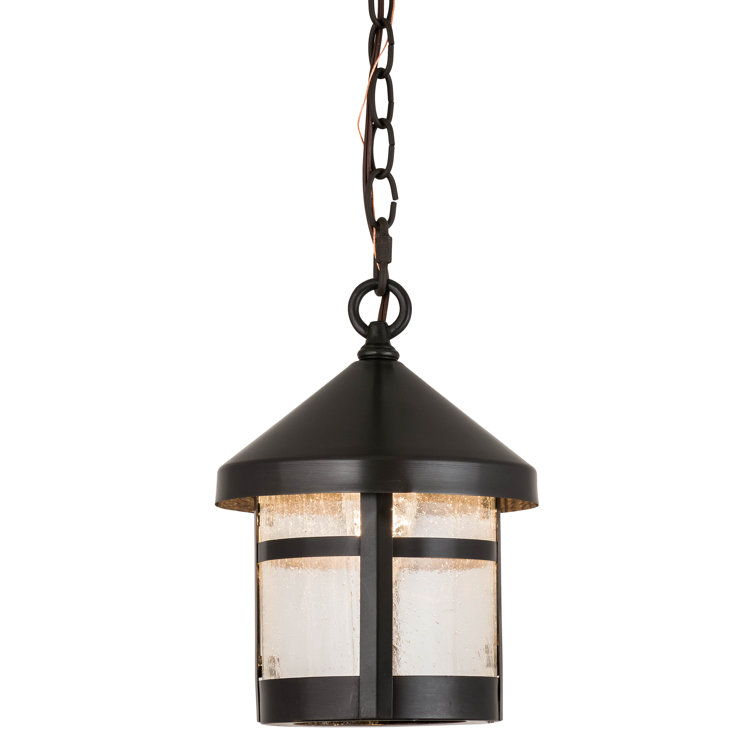 Craftsman Brown Glass LED Indoor/Outdoor Lantern Pendant