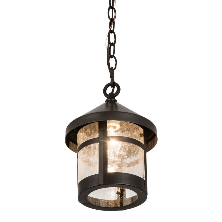 Craftsman Brown Glass LED Indoor/Outdoor Lantern Pendant