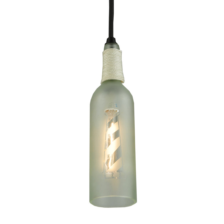 Black Glass Coastal Lighthouse Mini Pendant Light