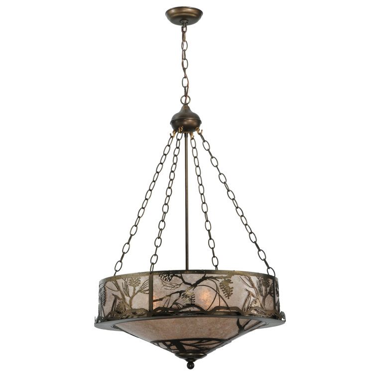 Antique Copper 4-Light Globe Pendant with Glass Shade