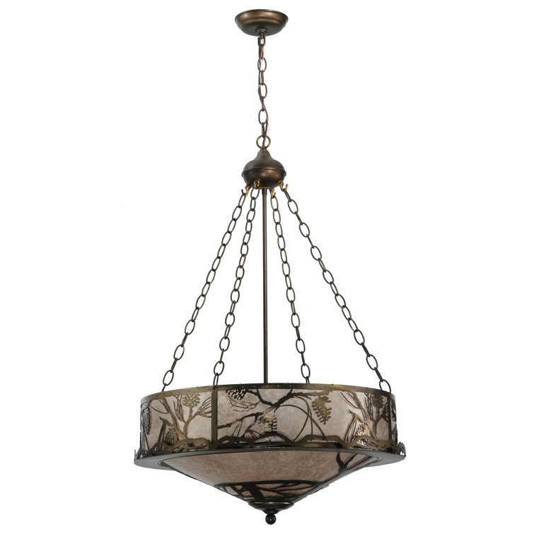 Antique Copper 4-Light Globe Pendant with Glass Shade