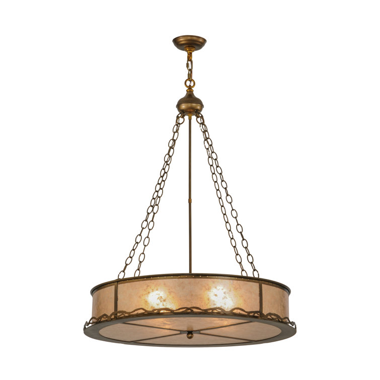 Copper and Glass 4-Light Drum Chandelier