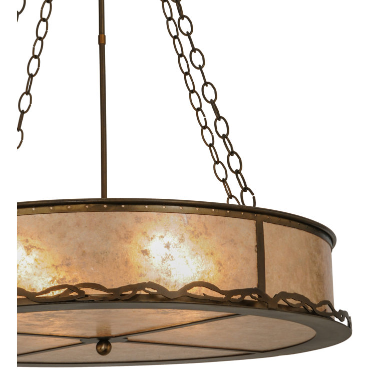 Copper and Glass 4-Light Drum Chandelier
