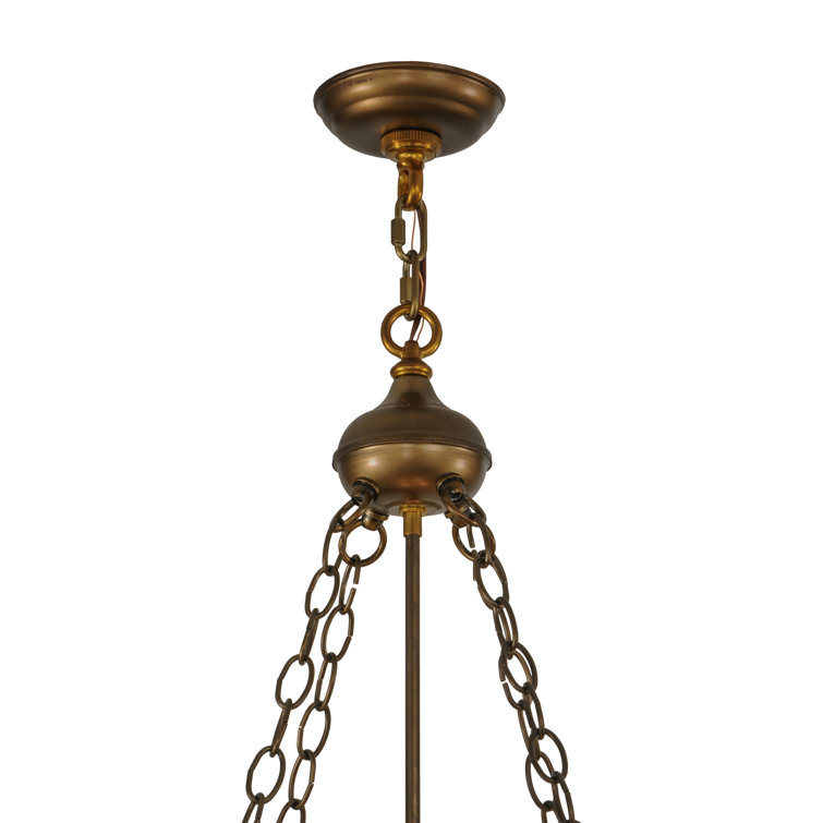 Copper and Glass 4-Light Drum Chandelier