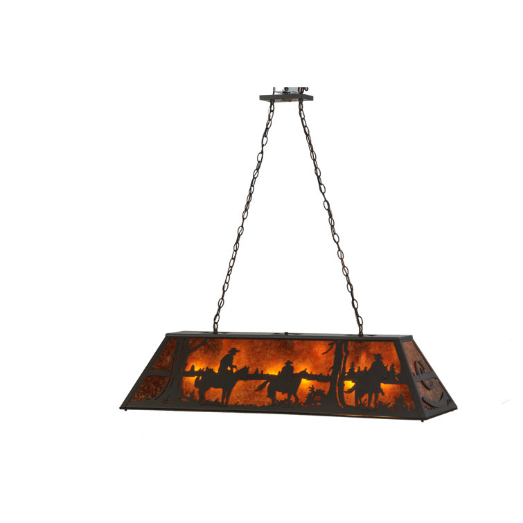 Rustic Lodge Glass 9-Light LED Island Pendant for Indoor/Outdoor Use