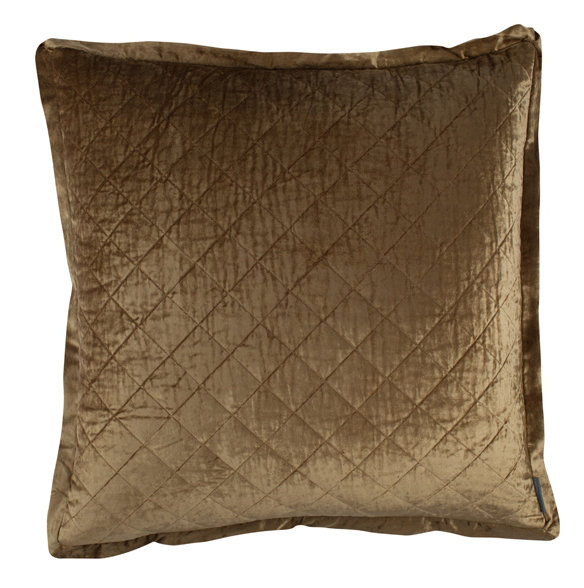 Straw Velvet Euro Square Accent Pillow with Feather Fill