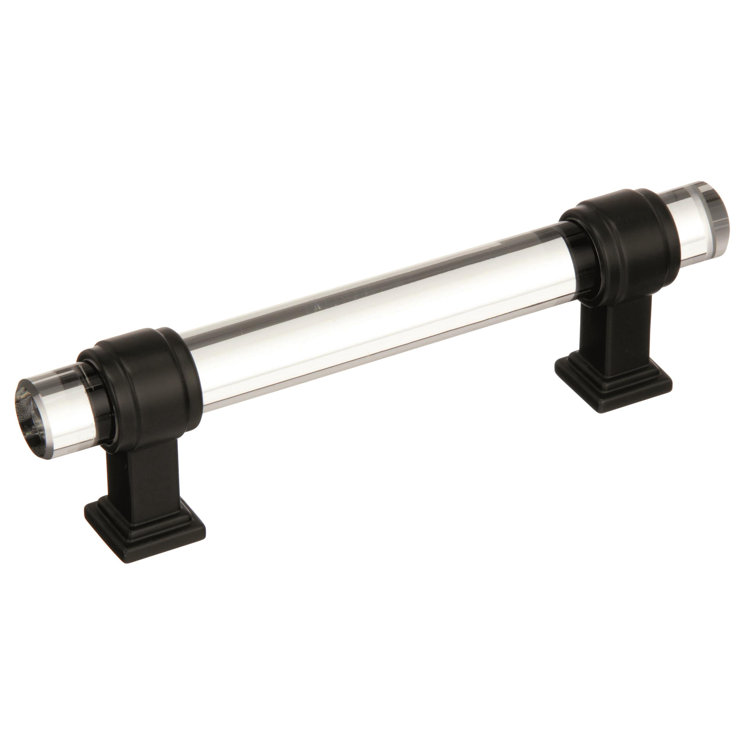 Clear and Black Bronze Glass Cabinet Pull with Mounting Hardware
