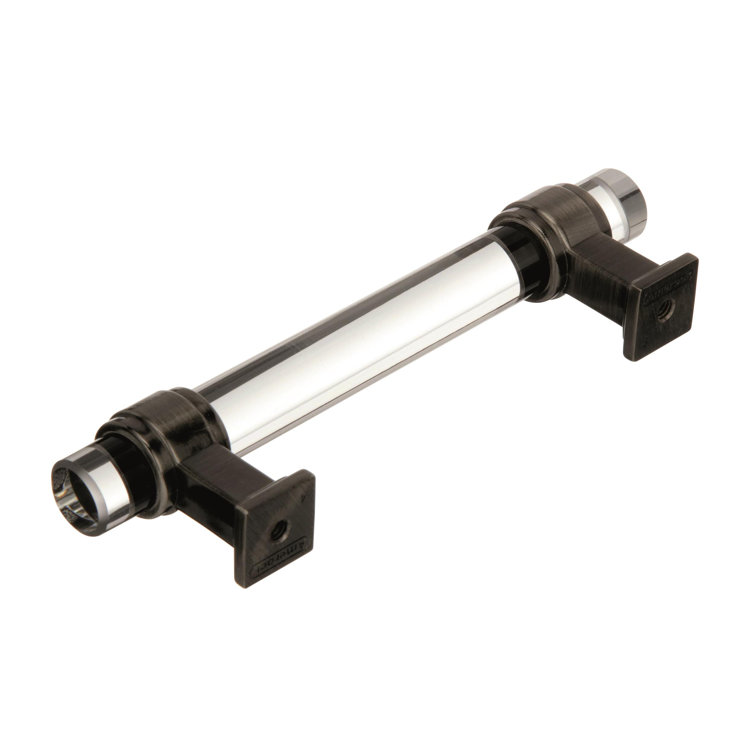 Glacio 5-1/16" Clear Glass and Gunmetal Cabinet Pull