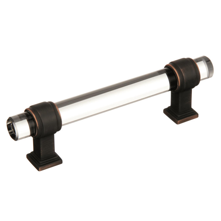 Clear and Oil-Rubbed Bronze 3-3/4" Cabinet Bar Pull