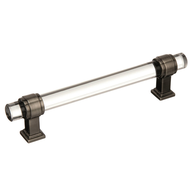 Glacio 5-1/16" Clear Glass and Gunmetal Cabinet Pull