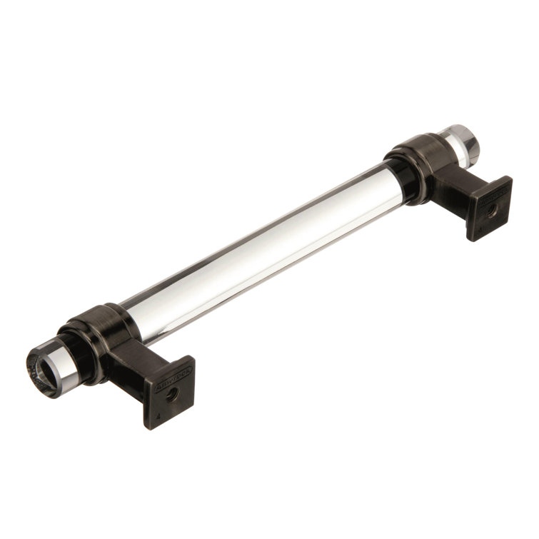 Glacio 5-1/16" Clear Glass and Gunmetal Cabinet Pull
