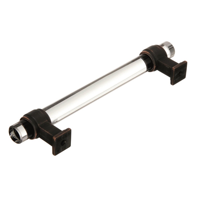 Clear and Oil-Rubbed Bronze 5-1/16" Cabinet Pull with Mounting Hardware