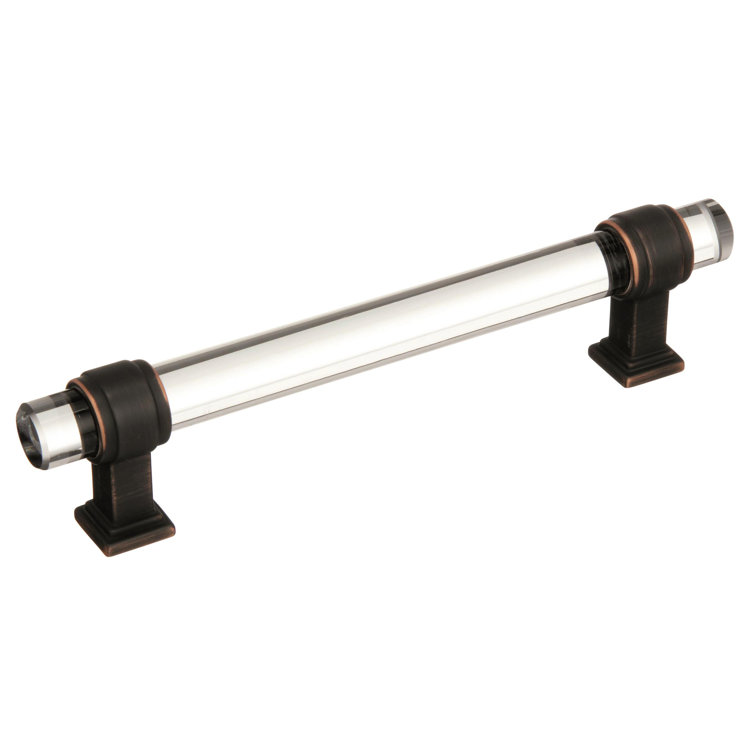 Clear and Oil-Rubbed Bronze 5-1/16" Cabinet Pull with Mounting Hardware