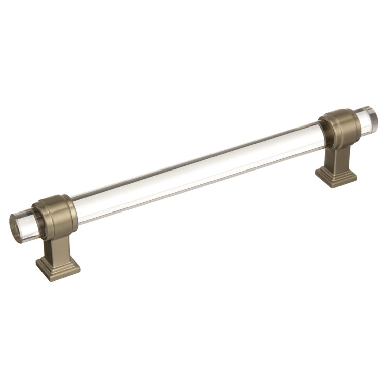 Clear Glass and Golden Champagne Cabinet Pull with Mounting Hardware