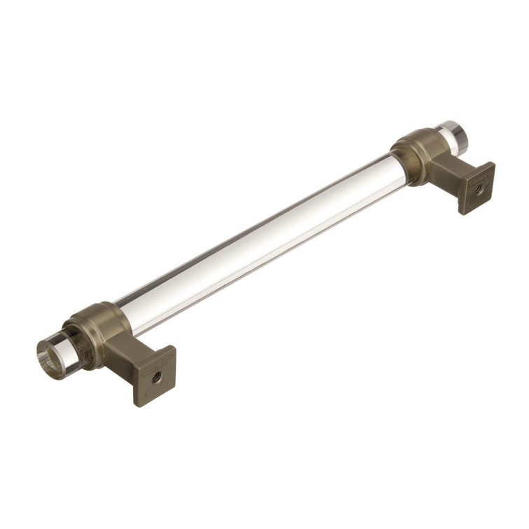 Clear Glass and Golden Champagne Cabinet Pull with Mounting Hardware