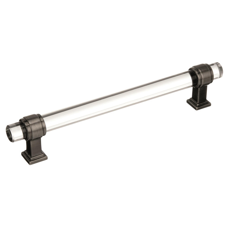 Glacio 5-1/16" Clear Glass and Gunmetal Cabinet Pull