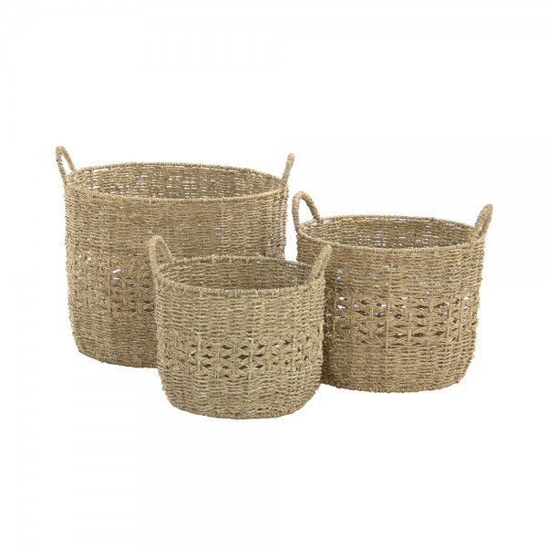 Cottage Charm Round Seagrass Storage Basket 15x15x15
