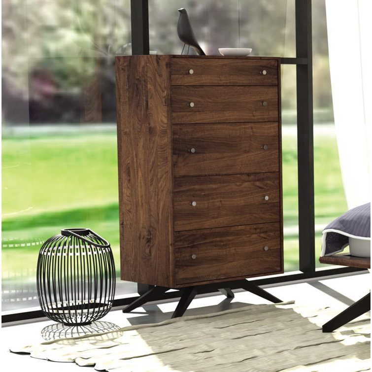 Astrid Cognac Cherry 5-Drawer Vertical Dresser with Soft Close