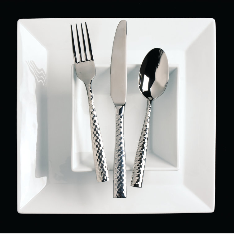 Lucca Faceted 20 Piece 18/10 Stainless Steel Flatware Set, Service for 4